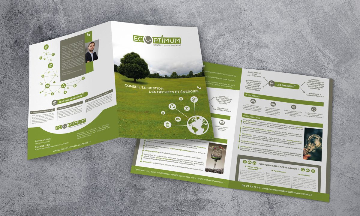 Création d'identité visuelle : création d'une plaquette A4 - graphiste Angers