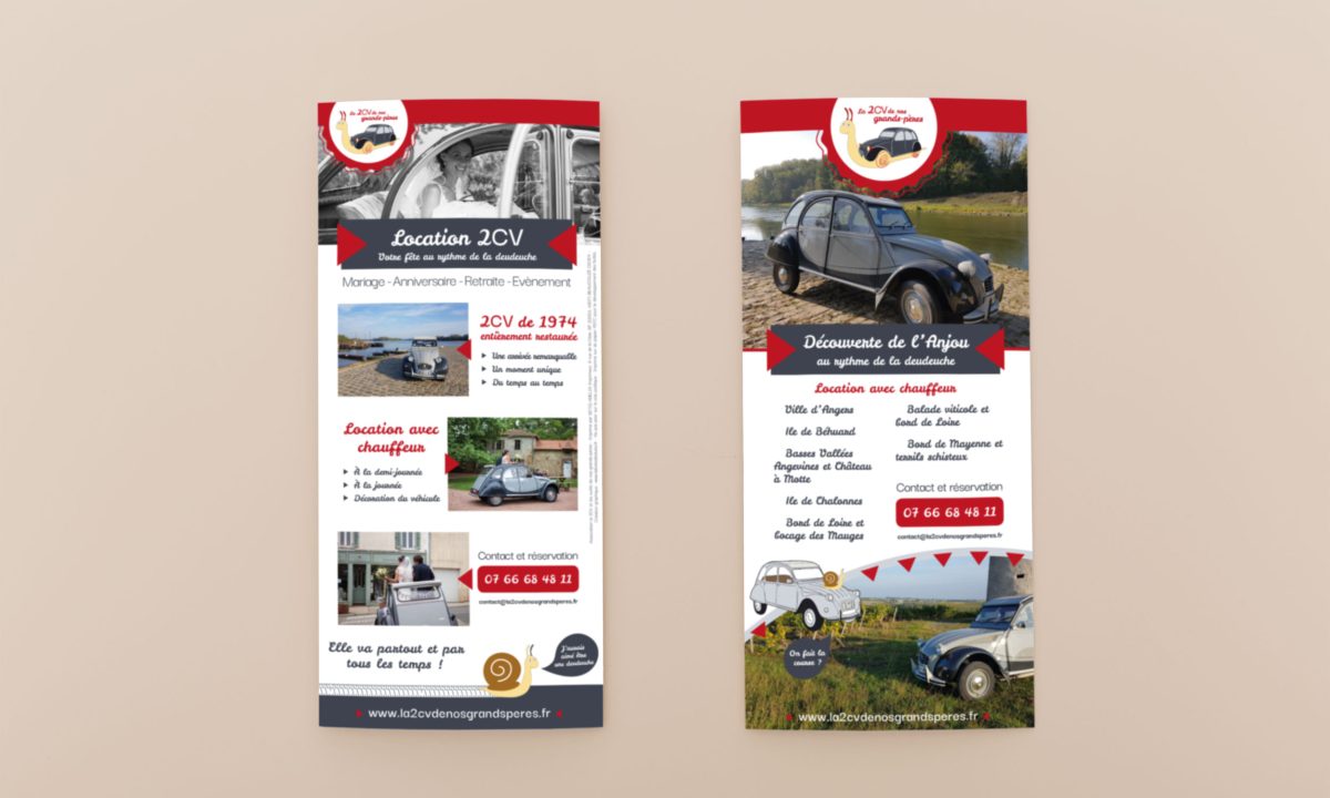 Création flyer Angers : location 2CV
