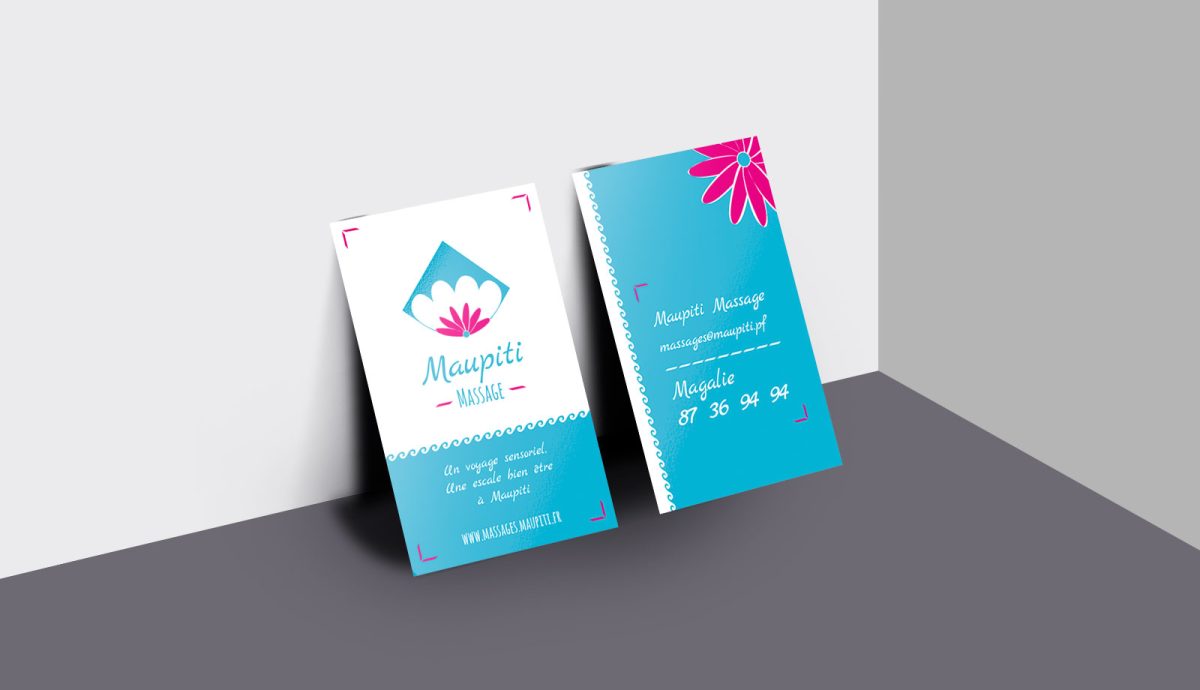 Conception d'une identité visuelle : la carte de visite de Maupiti Massage