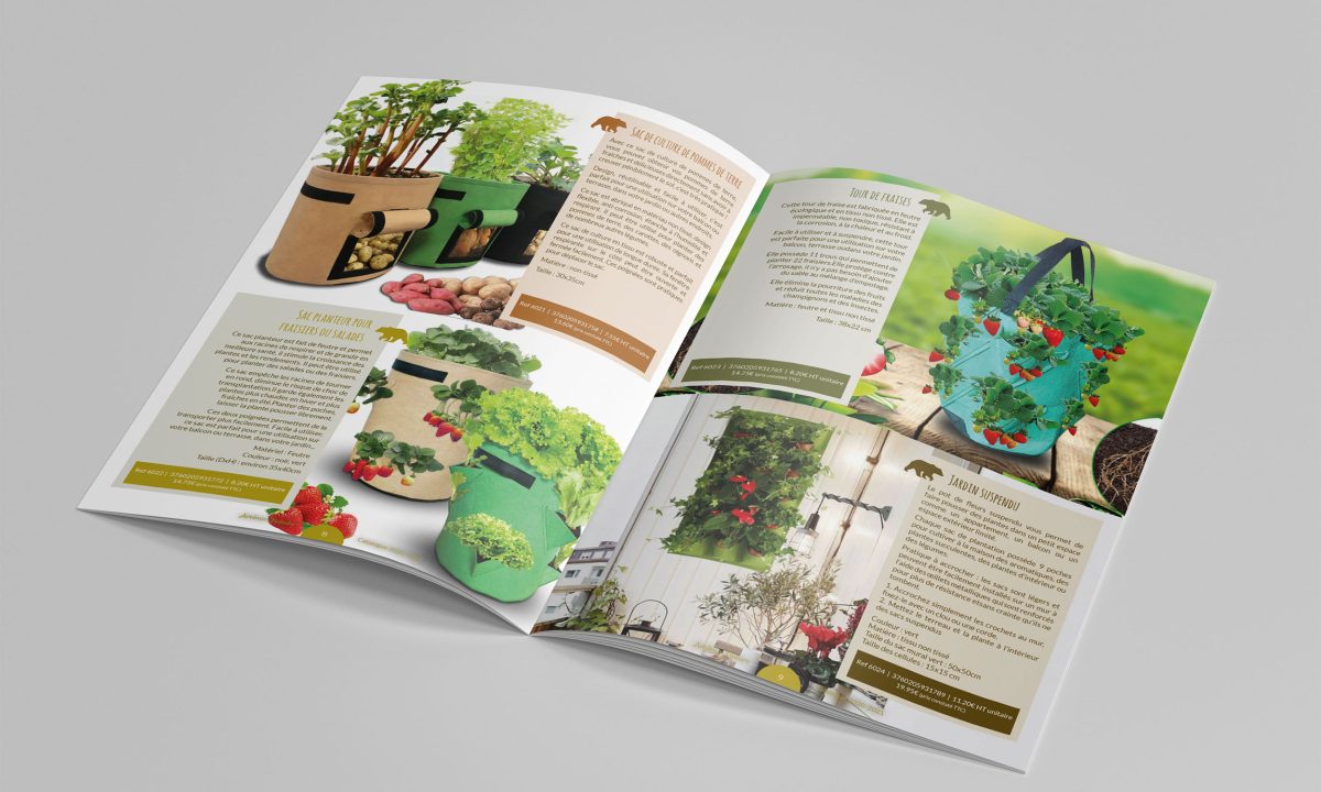 Création d'un catalogue A4 de 12 pages : les produits