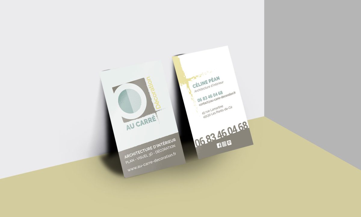 Conception d'une carte de visite pour une décoratrice d'intérieur