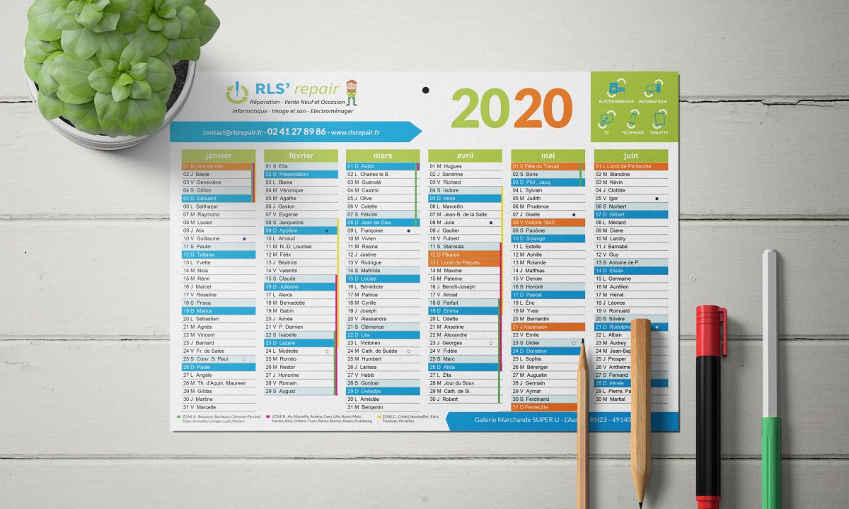 Création d'un calendrier A4