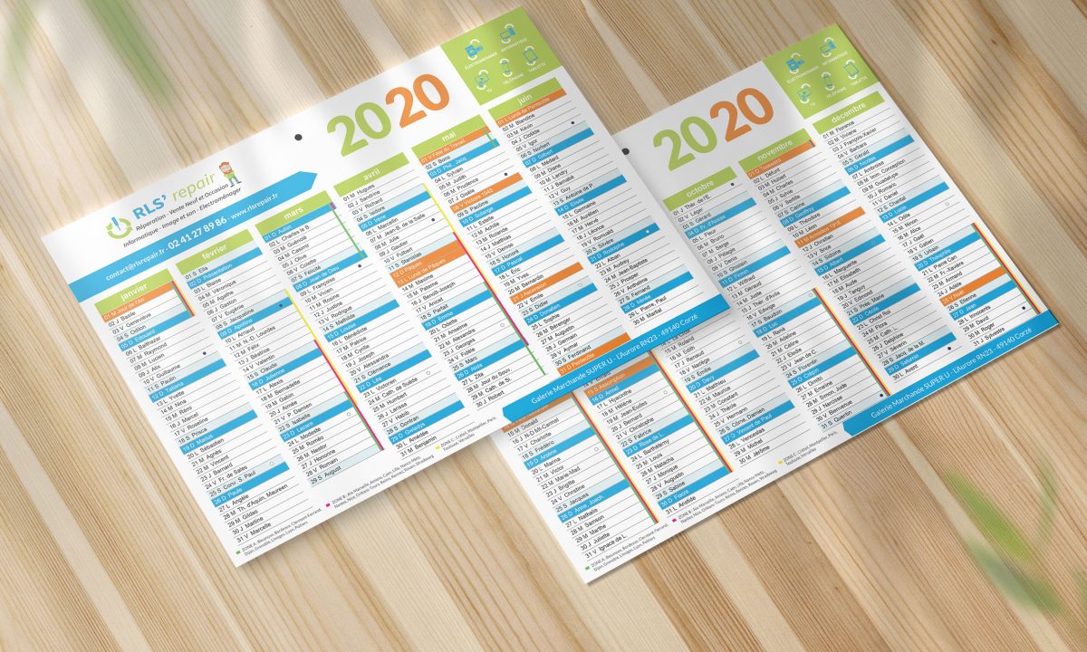 Création d'un calendrier A4 pour une entreprise de réparation