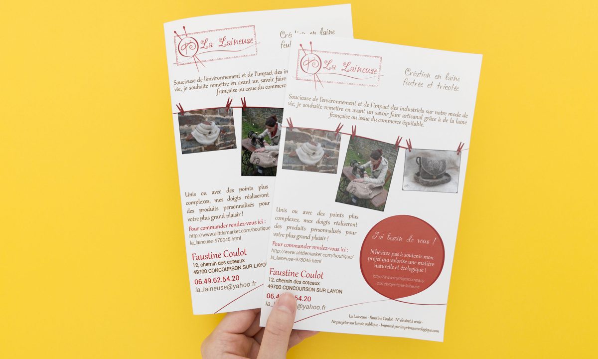 Création d'une identité visuelle pour des vêtements en laine feutrée : le flyer