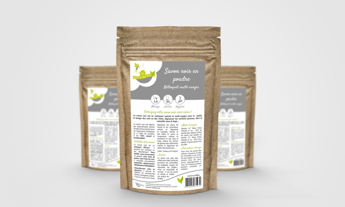 Conception d'une étiquette pour un savon noir en poudre