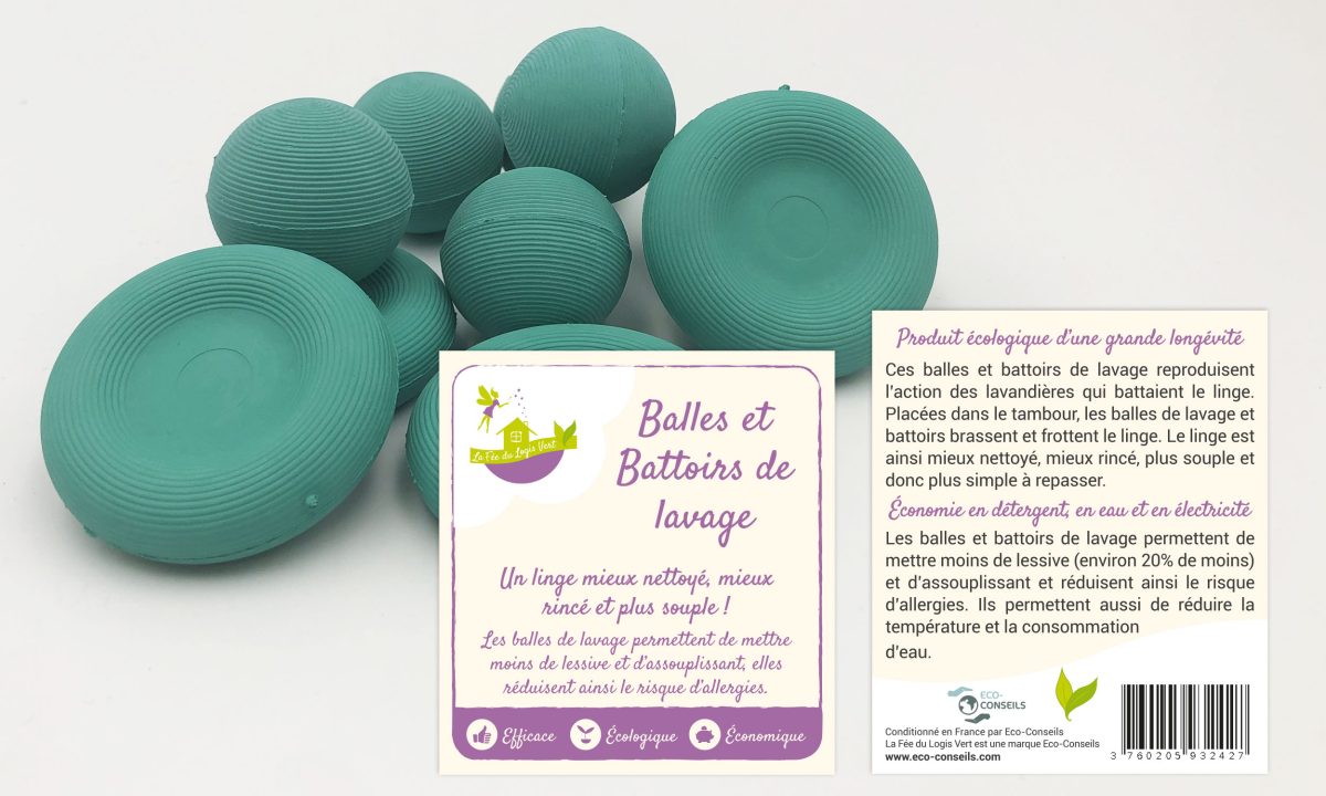 Création d'une étiquette recto verso pour des balles et battoirs de lavage