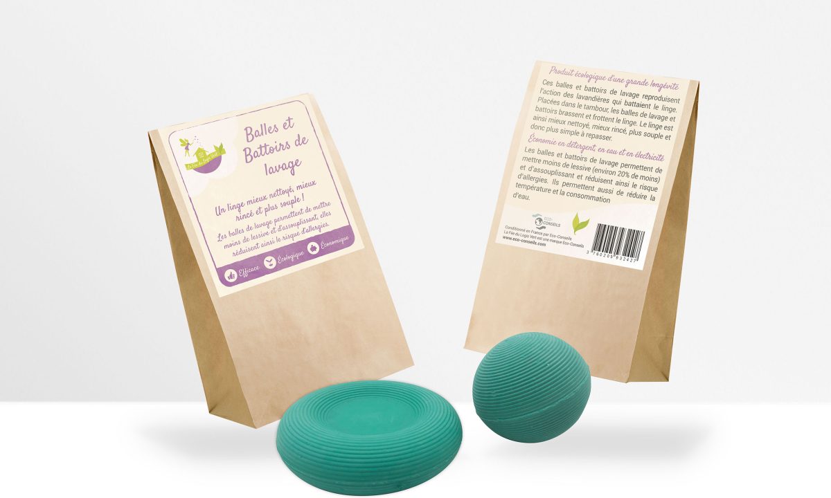 Création d'une étiquette recto verso pour des balles de lavage