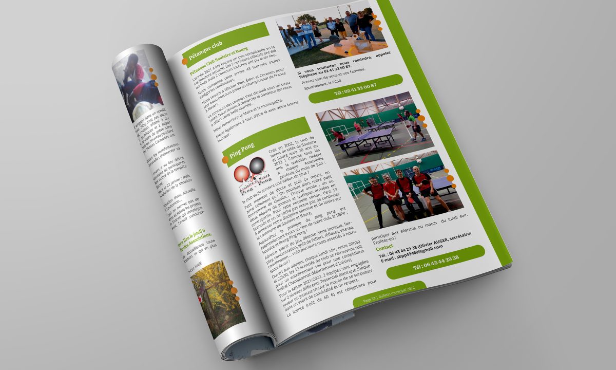 Réalisation d'un bulletin municipal de 44 pages -pour la commune de Soulaire et Bourg