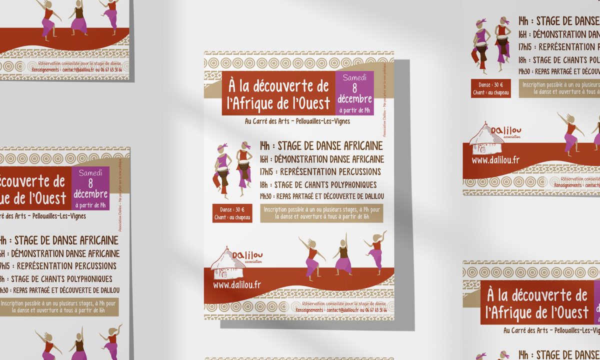 Création d'un flyer pour des stages autour de l'Afrique de l'Ouest