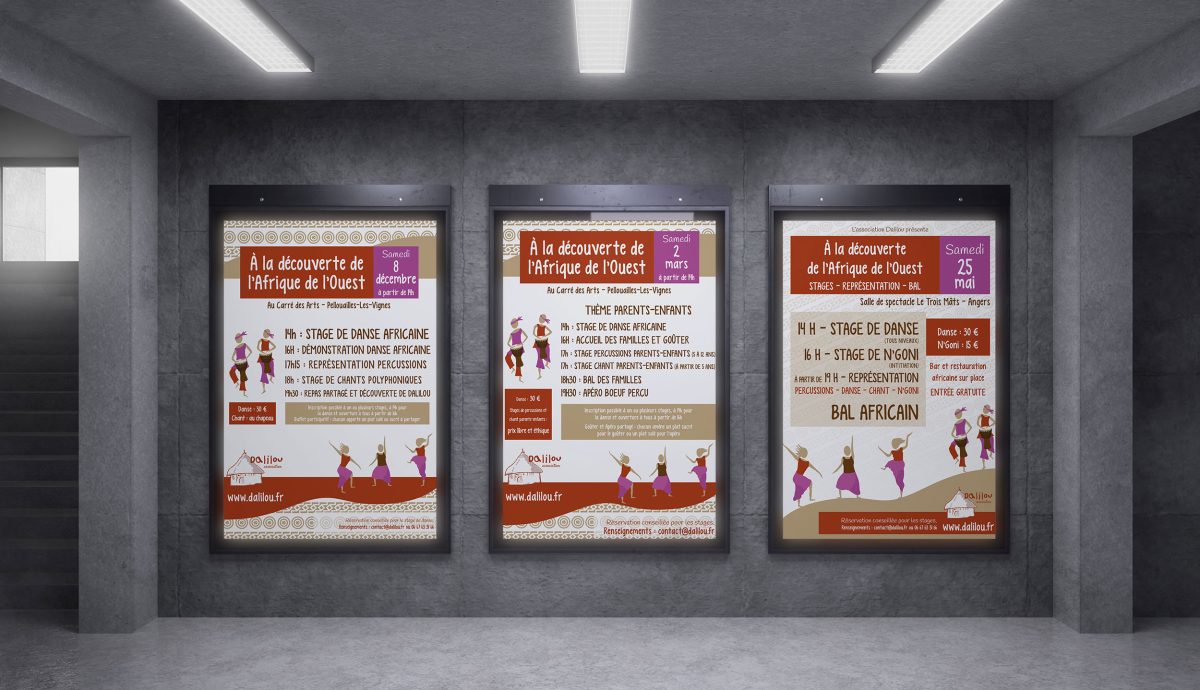 Création d'affiches et d'un flyer pour des stages autour de l'Afrique de l'Ouest