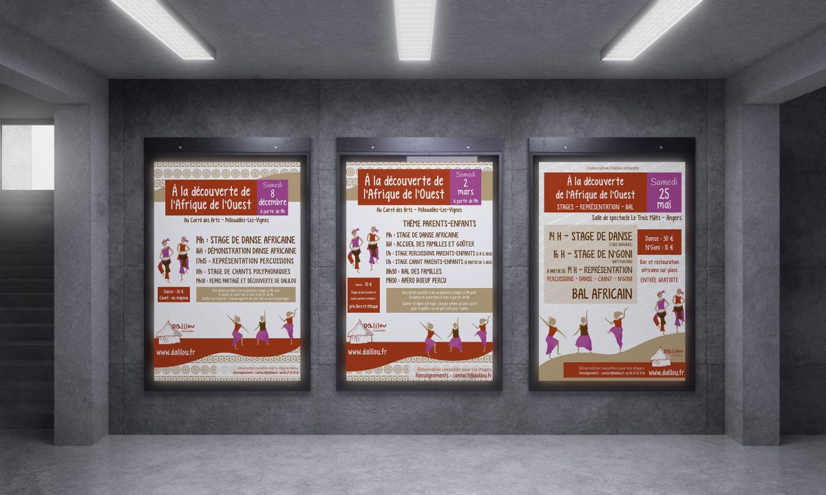 Création d'affiches et d'un flyer pour des stages autour de l'Afrique de l'Ouest