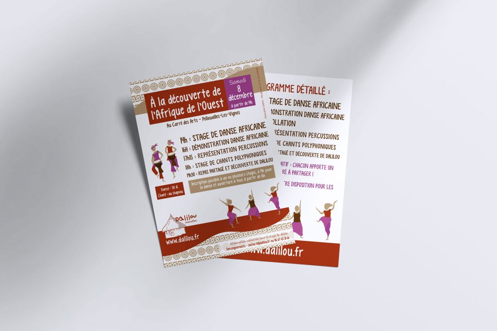 Création d'un flyer pour des stages autour de l'Afrique de l'Ouest