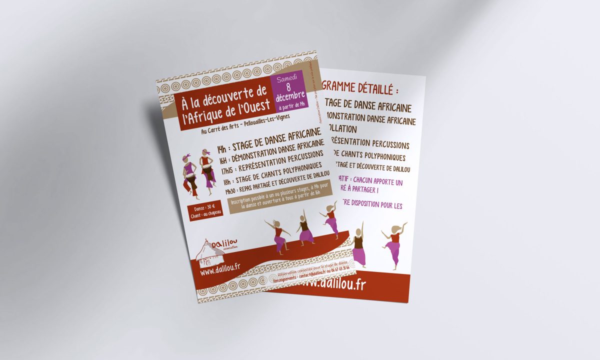 Création d'un flyer pour des stages autour de l'Afrique de l'Ouest