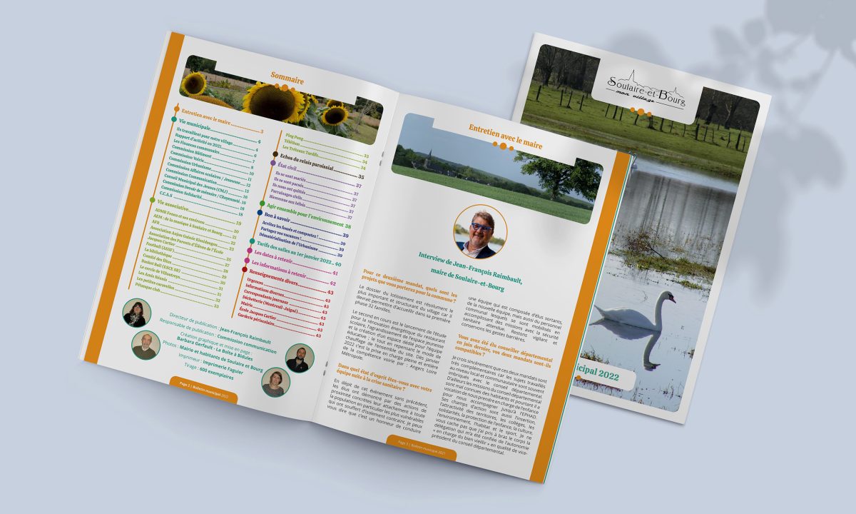 Création d'un bulletin municipal de 44 pages -pour la commune de Soulaire et Bourg