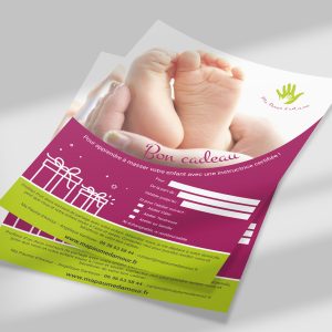 Création d'un bon cadeau pour des ateliers massage bébé à domicile